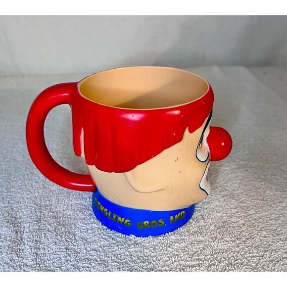 Vintage Circus Clown Red Hair Mug Ringling Bros Plastic - Picture 3 of 10
